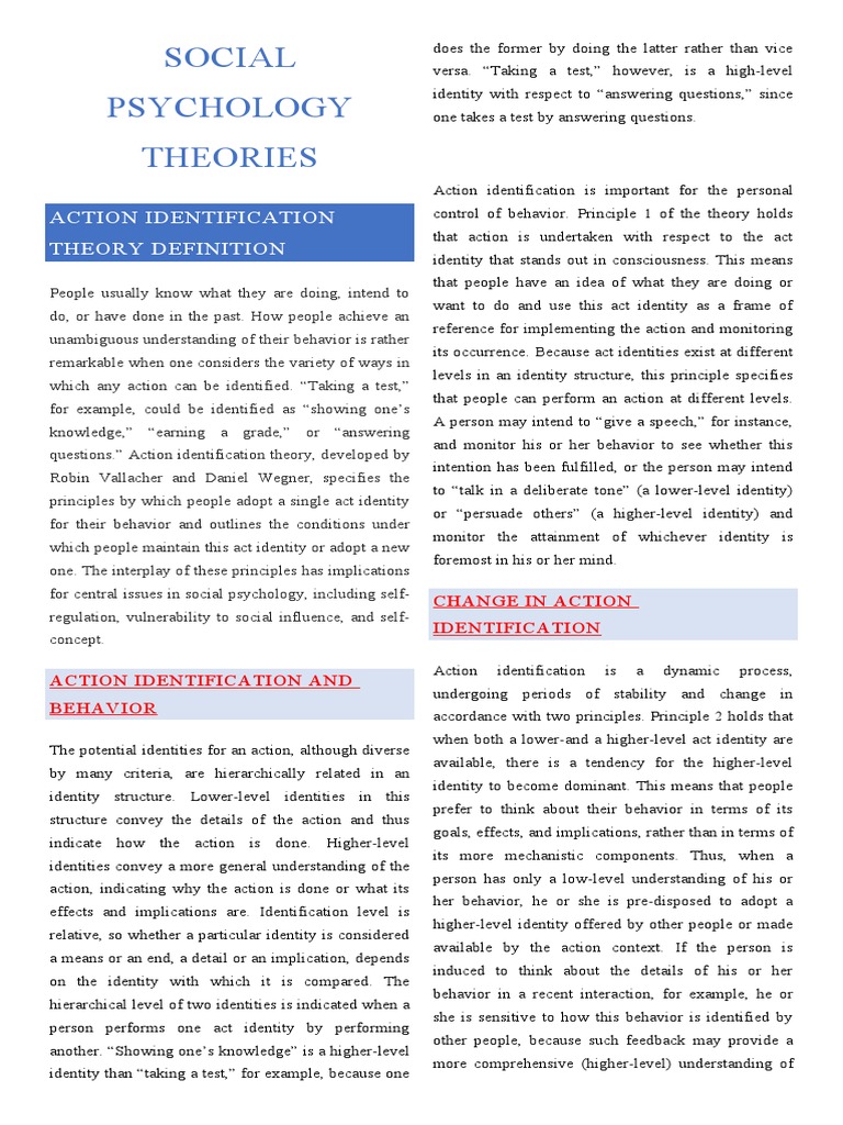 Action Identification Theory Explained | PDF | Identity (Social Science ...