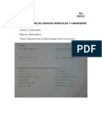 Operaciones Fundamentales Entre Monomios