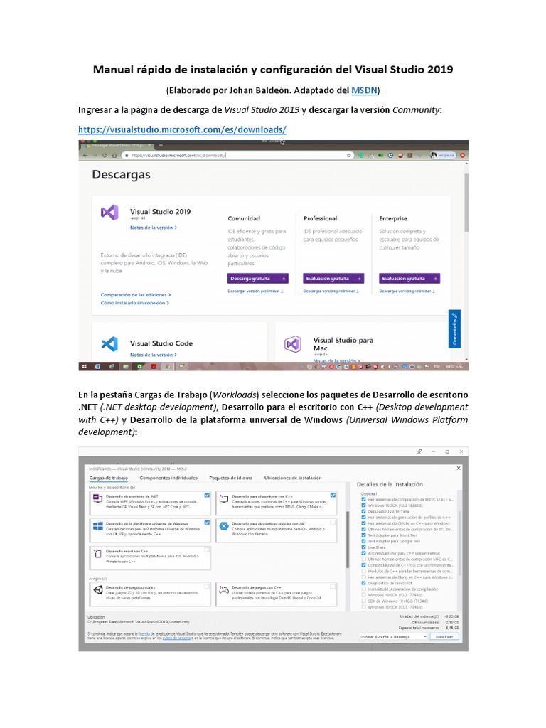 Instalación y Configuración de Visual Studio 2019 | PDF | Microsoft ...