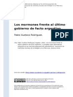 Pablo Gustavo Rodriguez (1992) - Los Mormones Frente Al Ultimo Gobierno de Facto Argentino