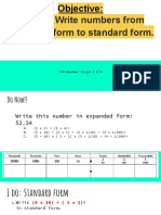 SWBAT: Write Numbers From Expanded Form To Standard Form.: Objective