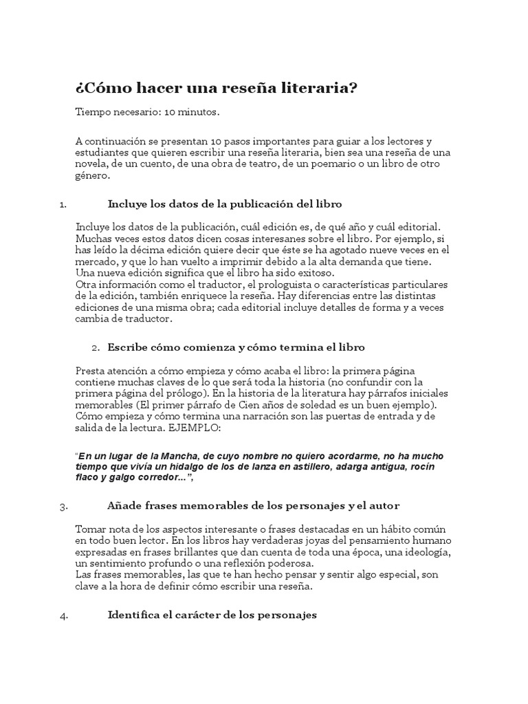 Como Hacer Una Reseña | PDF | Autor | Libros
