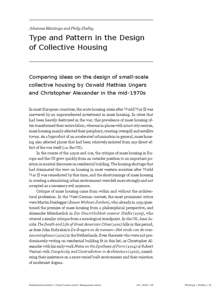 Type and Pattern in The Design of Collective Housing | PDF | Analogy ...