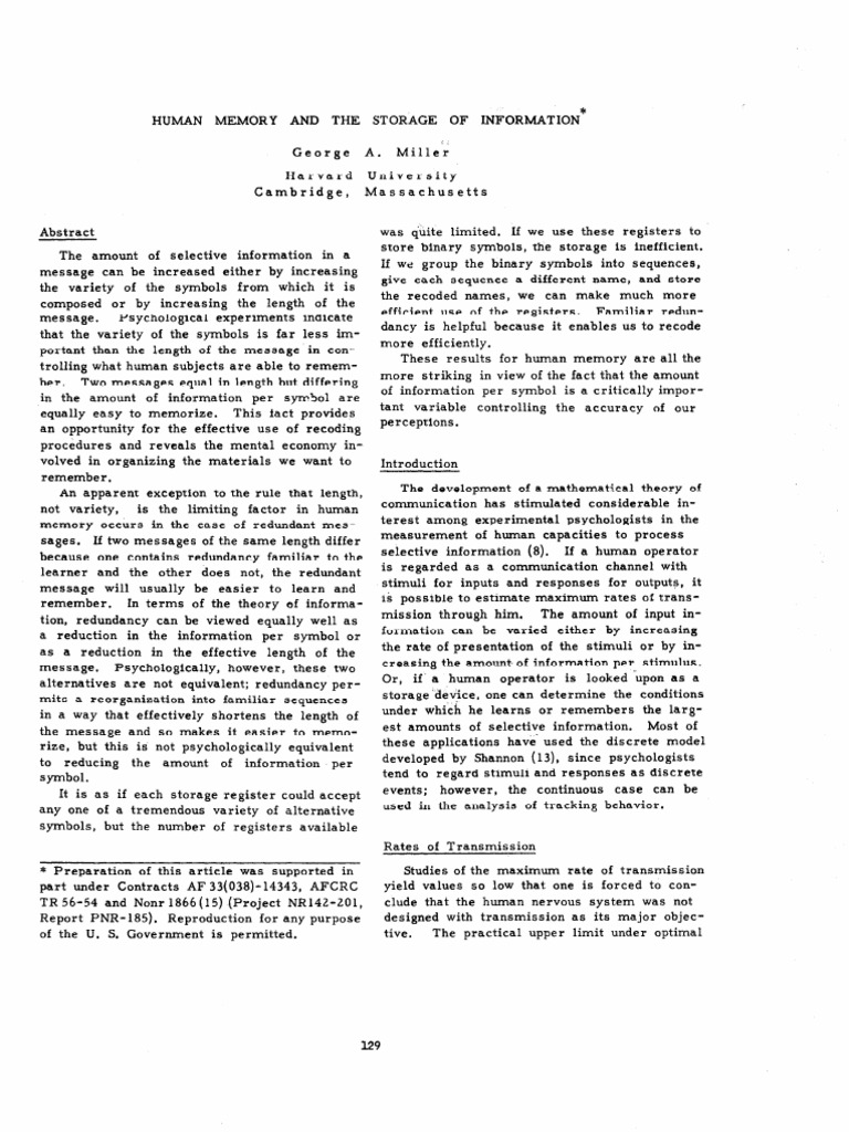 Limits of Human Memory Storage | PDF | Memory | Stimulus (Physiology)