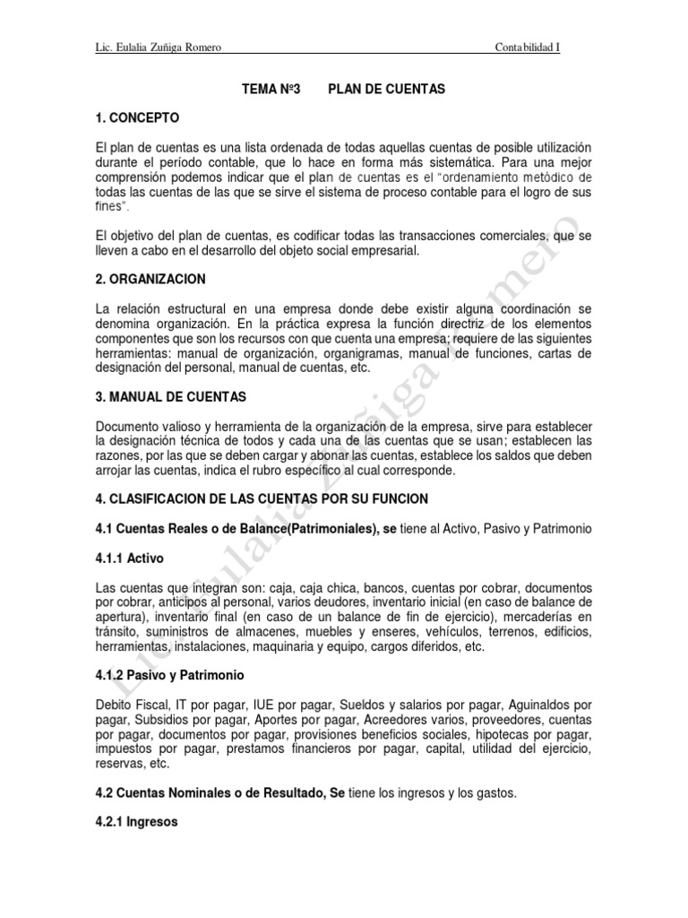 Clasificación del Plan de Cuentas Contables | PDF | Contabilidad ...