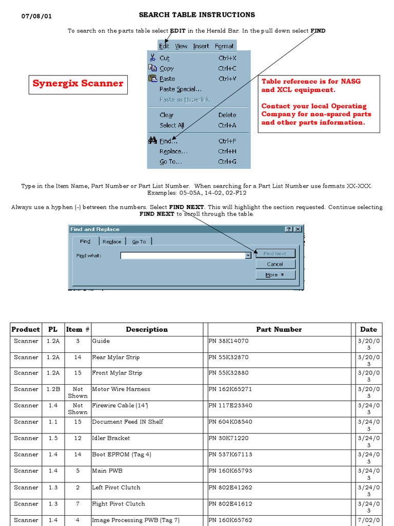 Synergix E1 Scanner Parts Guide | PDF | Image Scanner | Vehicles