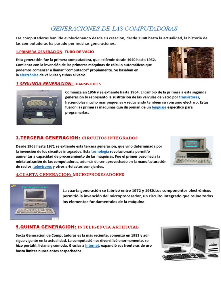 Evolución de las Generaciones de Computadoras | PDF | Hogar, jardinería ...