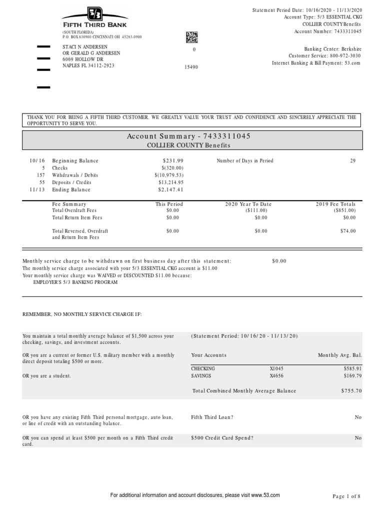 Account Summary 7433311045 Collier County Benefits PDF