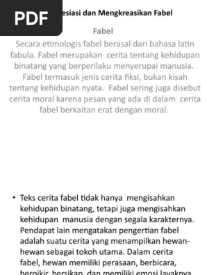 Mengapresiasi Dan Mengkreasikan Fabel