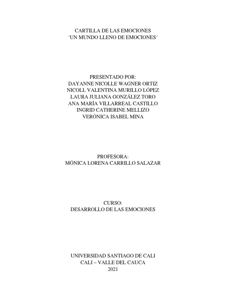 Cartilla de Emociones para Niños | PDF | Inteligencia emocional | Las ...