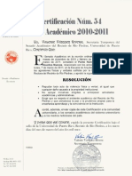 Certificaciones Núms. 54, Año 2010-2011, del Senado Académico del Recinto de Río Piedras sobre los incidentes violentos ocurridos el lunes, 7 de marzo de 2011 en la Escuela de Arquitectura.