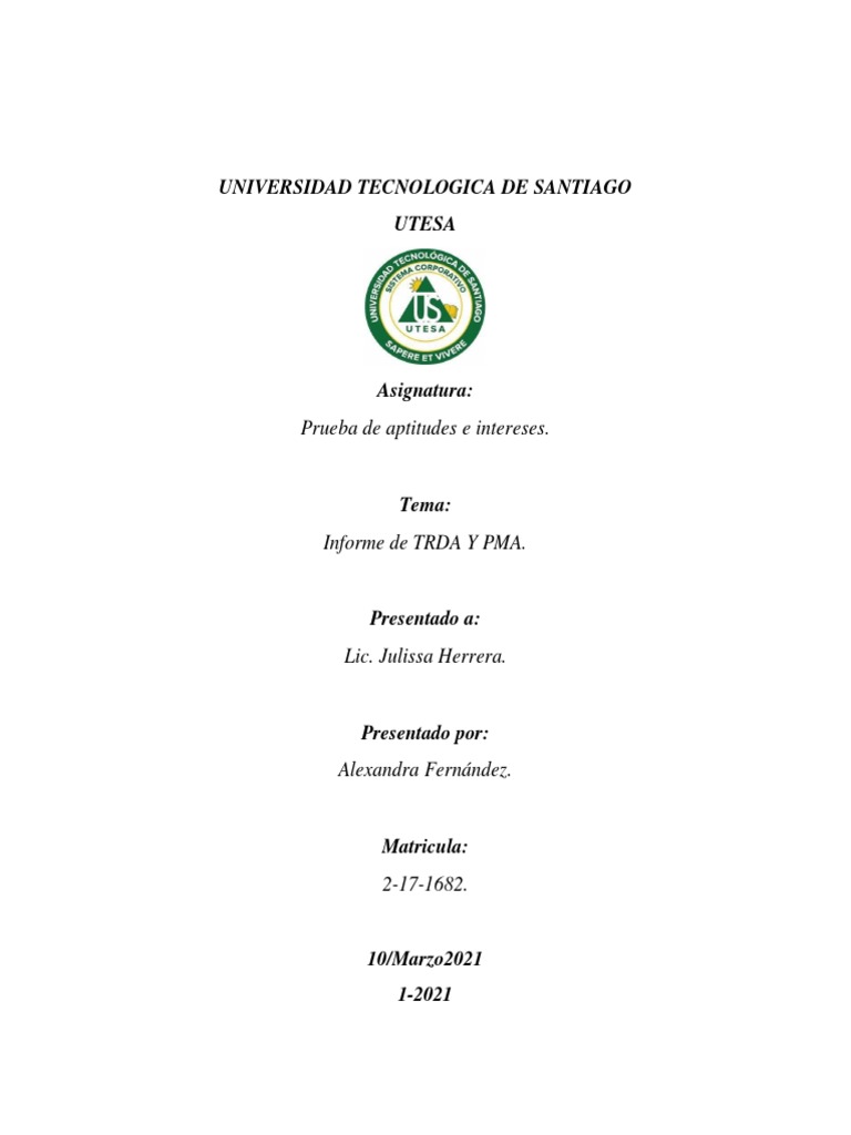 Informe de Pruebas TRDA y PMA | PDF | Razón | Inteligencia