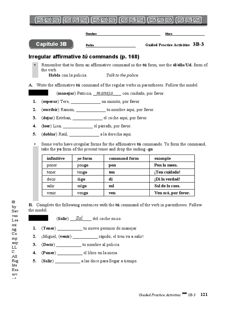 Tu Commands-Worksheet | PDF