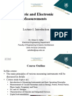 Electric and Electronic Measurements: Lecture-1: Introduction