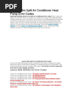 Lennox Mini Split Air Conditioner Heat Pump Error Codes