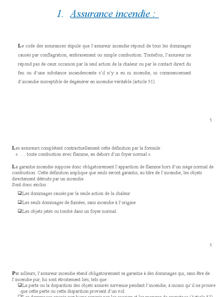 Définition de l'assurance incendie | PDF