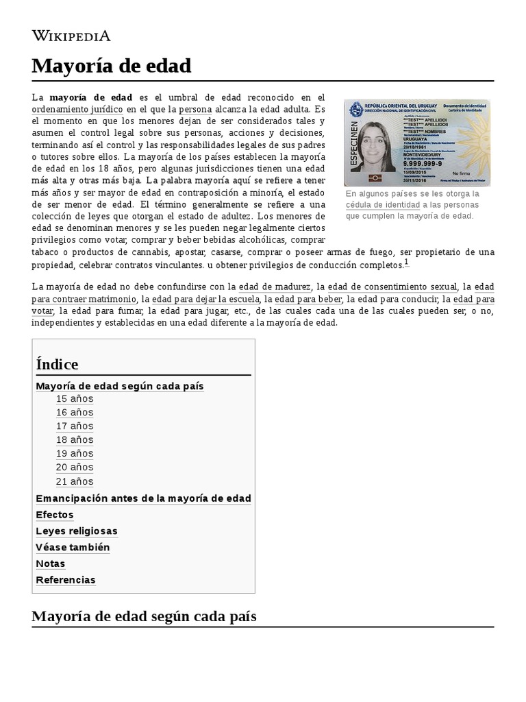 Mayoría de Edad | PDF | Menor (ley) | Documentos legales