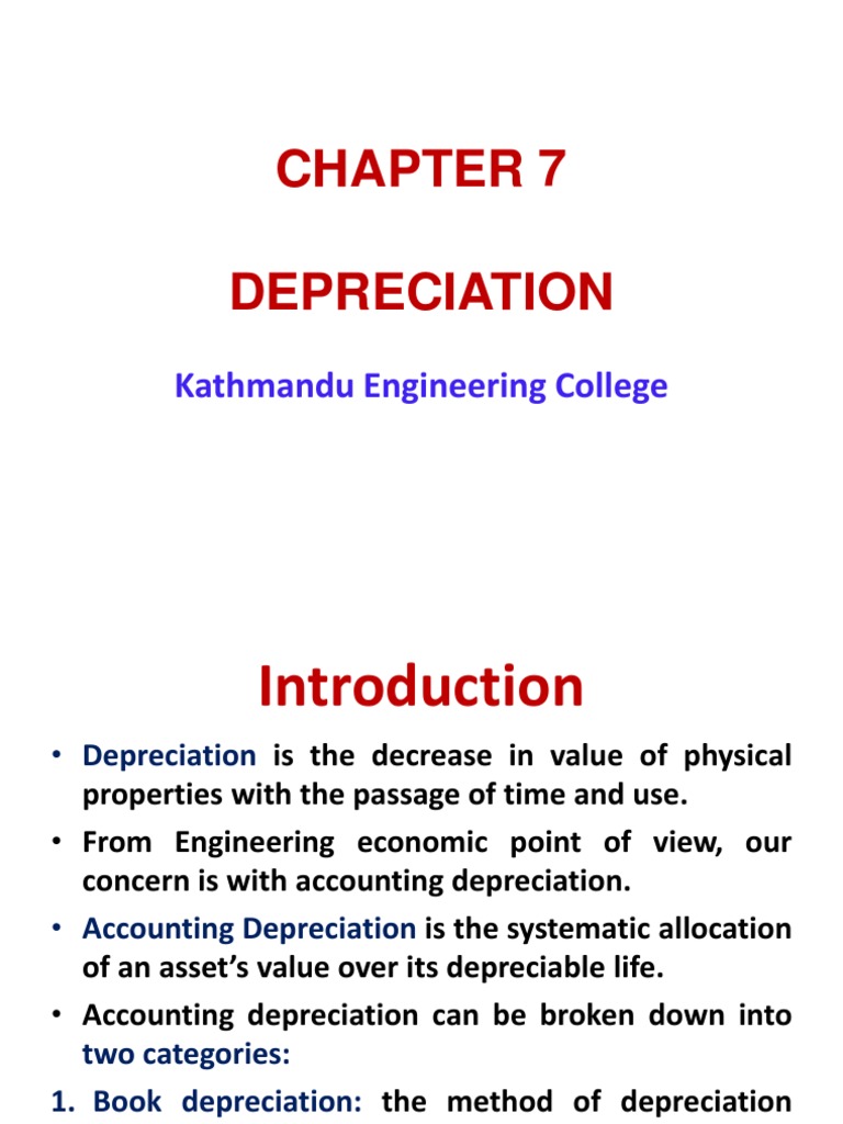 Chapter 7 Depreciation PDF Depreciation Book Value