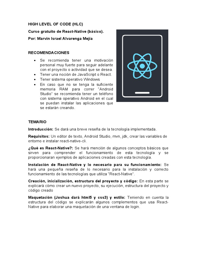 Curso de react native b sico pdf aplicaci n movil android