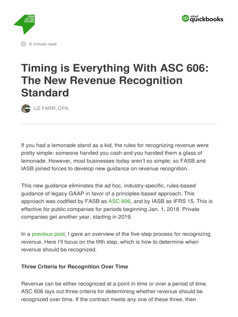 ASC 606 Revenue Recognition Overview | PDF | Financial Accounting ...