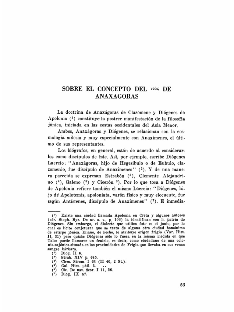 Sobre El Concepto Del Noûs de Anaxágoras Angel Cappelletti PDF Alma Importar
