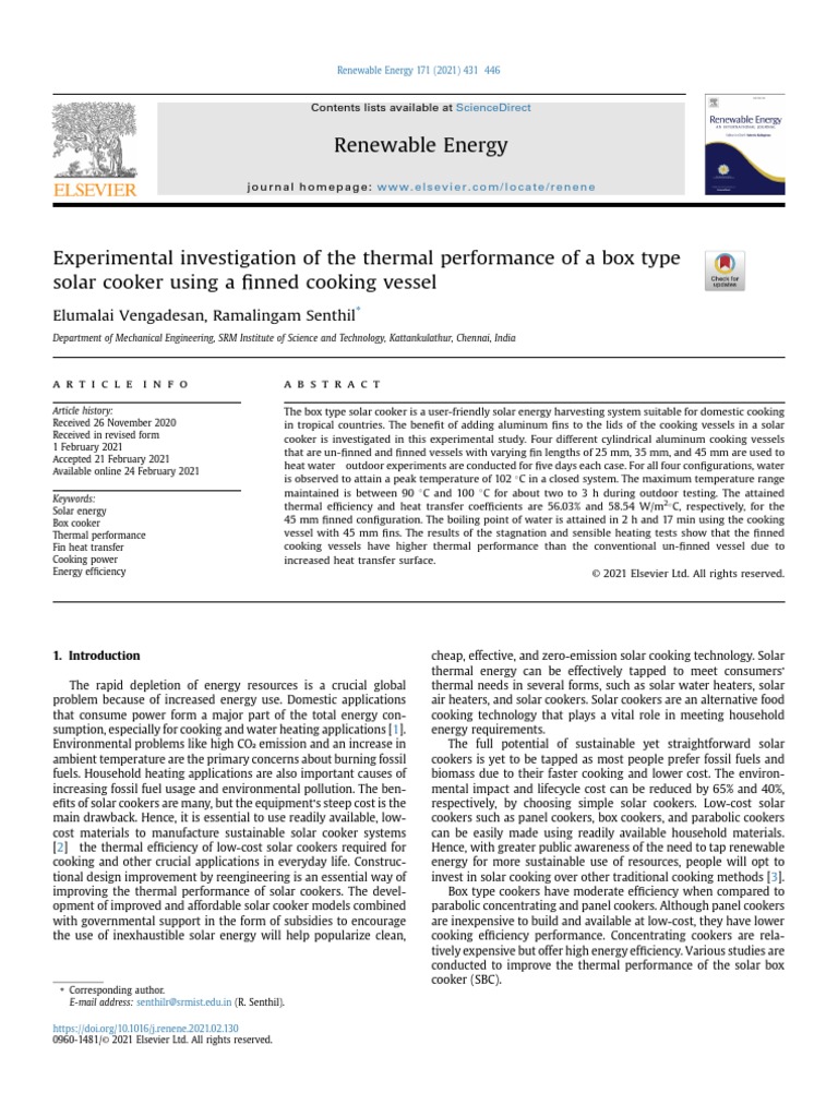 Experimental Investigation of The Thermal Performance of A Box ...