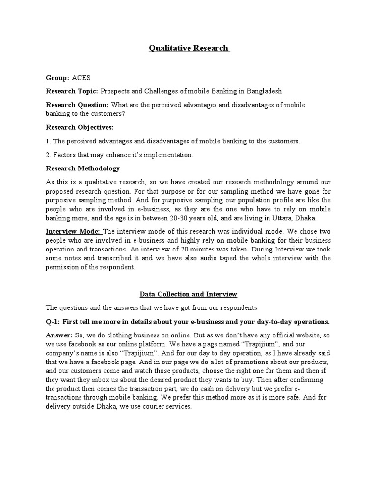 Qualitative Research, Data Collection and Interview | PDF | Financial ...