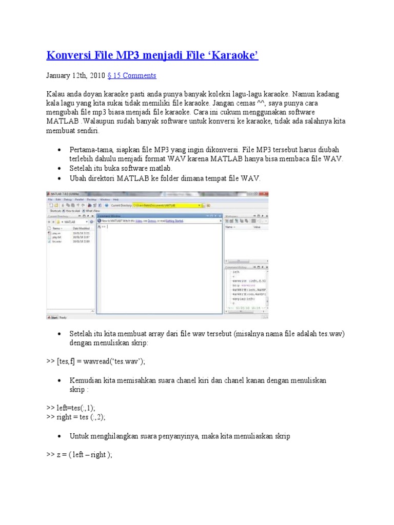Creating Karaoke Files from MP3s Using MATLAB PDF