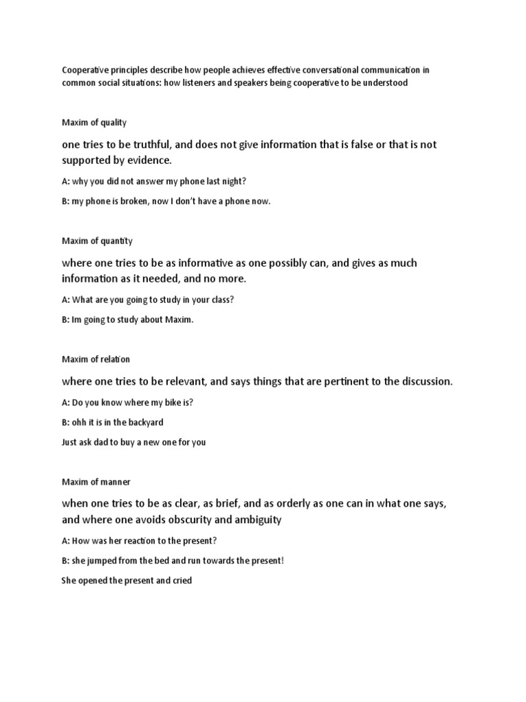 Maxim of Quality | PDF