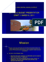 2011 - 2012 Budget Presentation DRAFT 1 MARCH 8, 2011