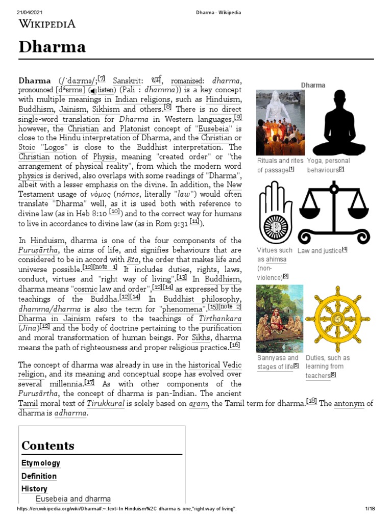 Dharma - Wikipedia | PDF | Dharma | Indian Religions