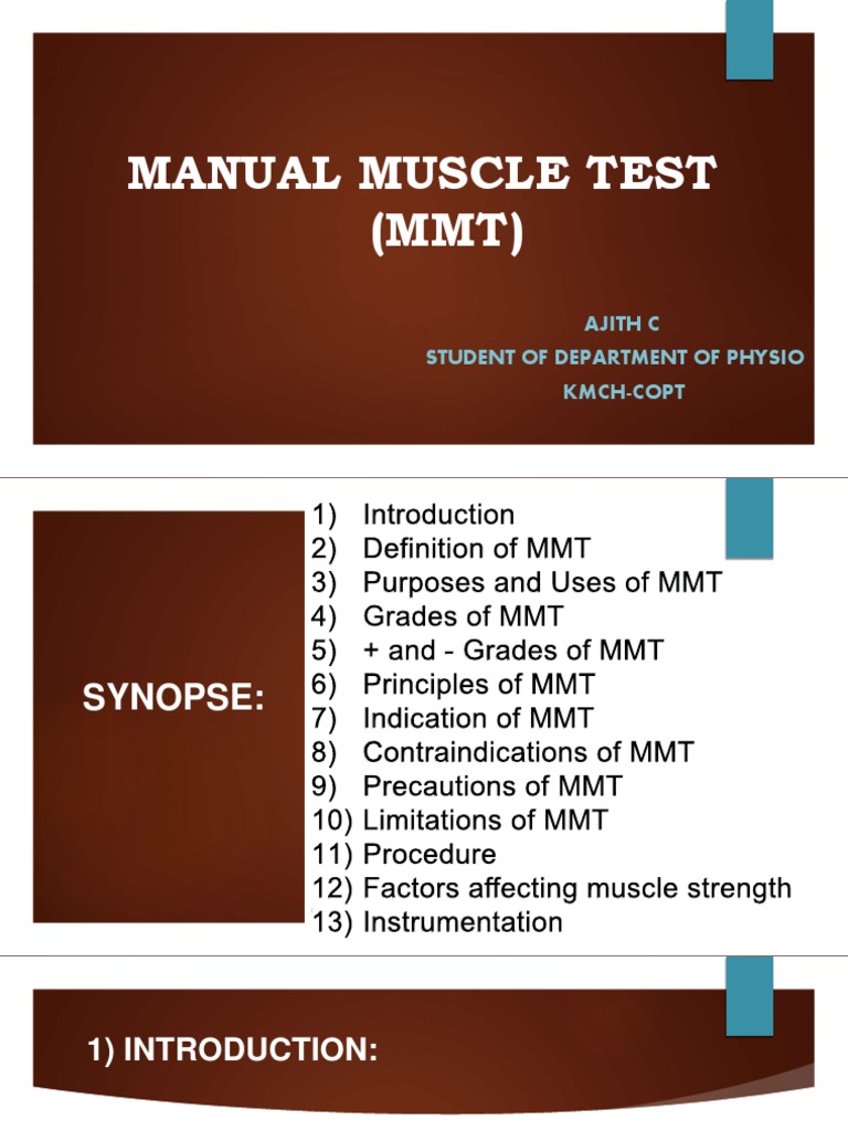 Manual Muscle Testing in Physiotherapy | PDF | Anatomical Terms Of ...