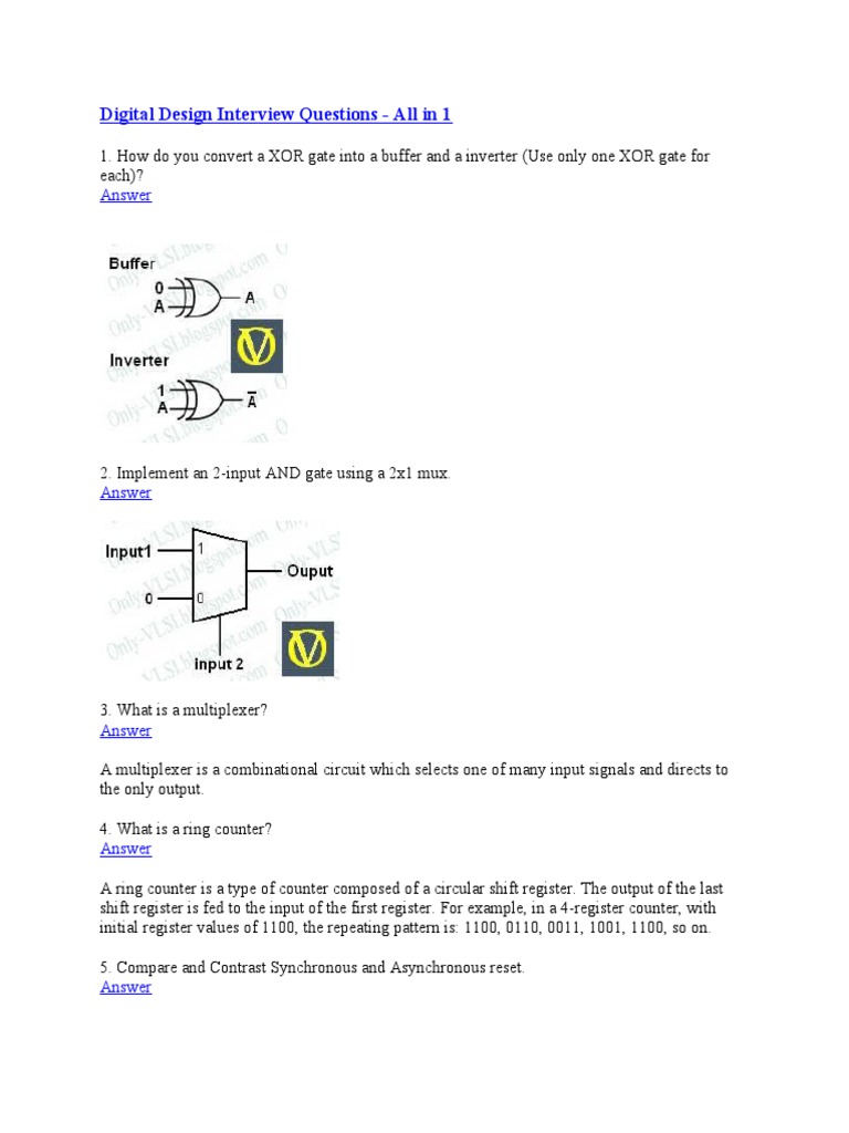 Digital Design Interview Questions | PDF | Cmos | Logic Gate