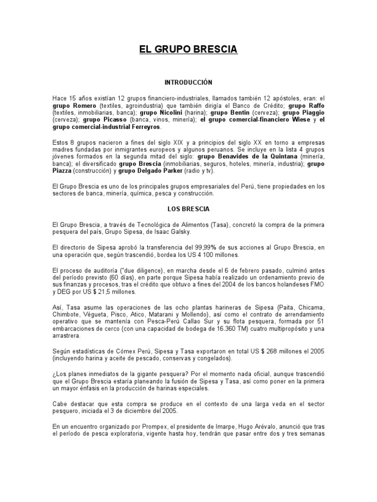 El Grupo Brescia | PDF | Perú | Business, image size:768x1024