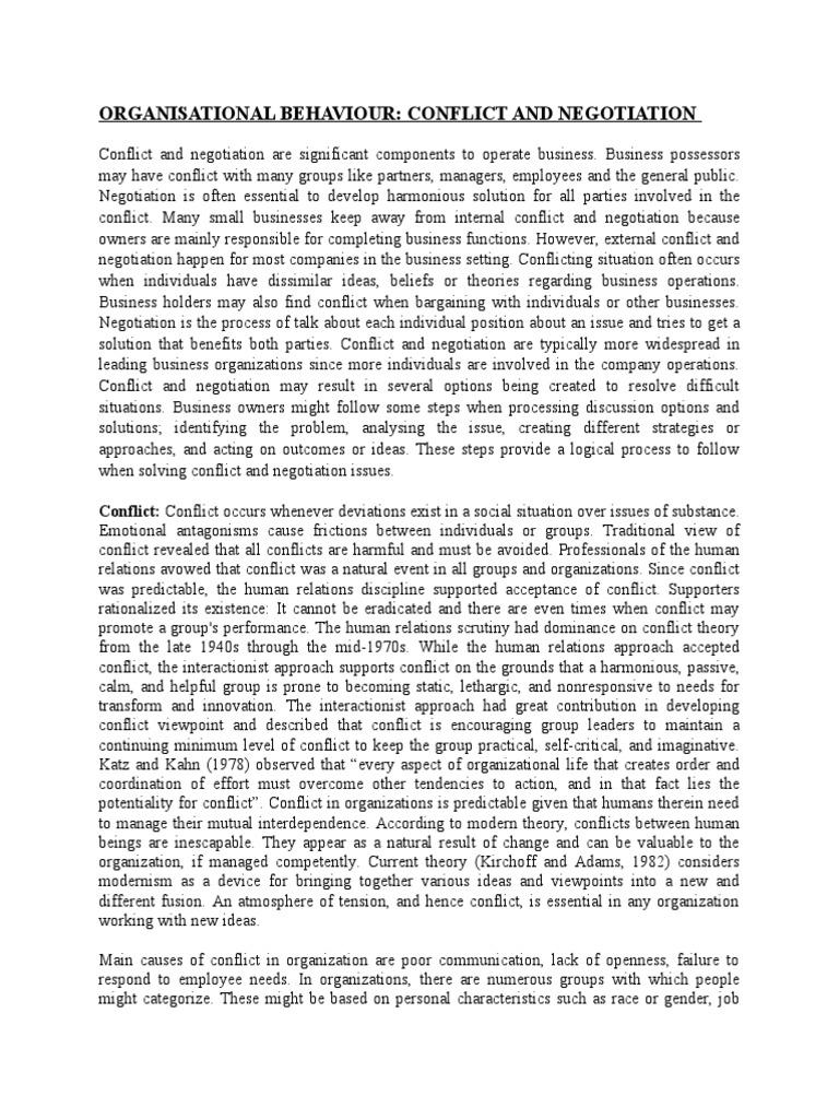 Conflict and Negotiation in Organizations | PDF | Negotiation | Bargaining