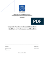 Corporate Real Estate Sale and Leaseback - The Effect On Performance and Beta Risk