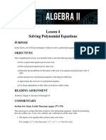 Lesson 4 Solving Polynomial Equations: Purpose