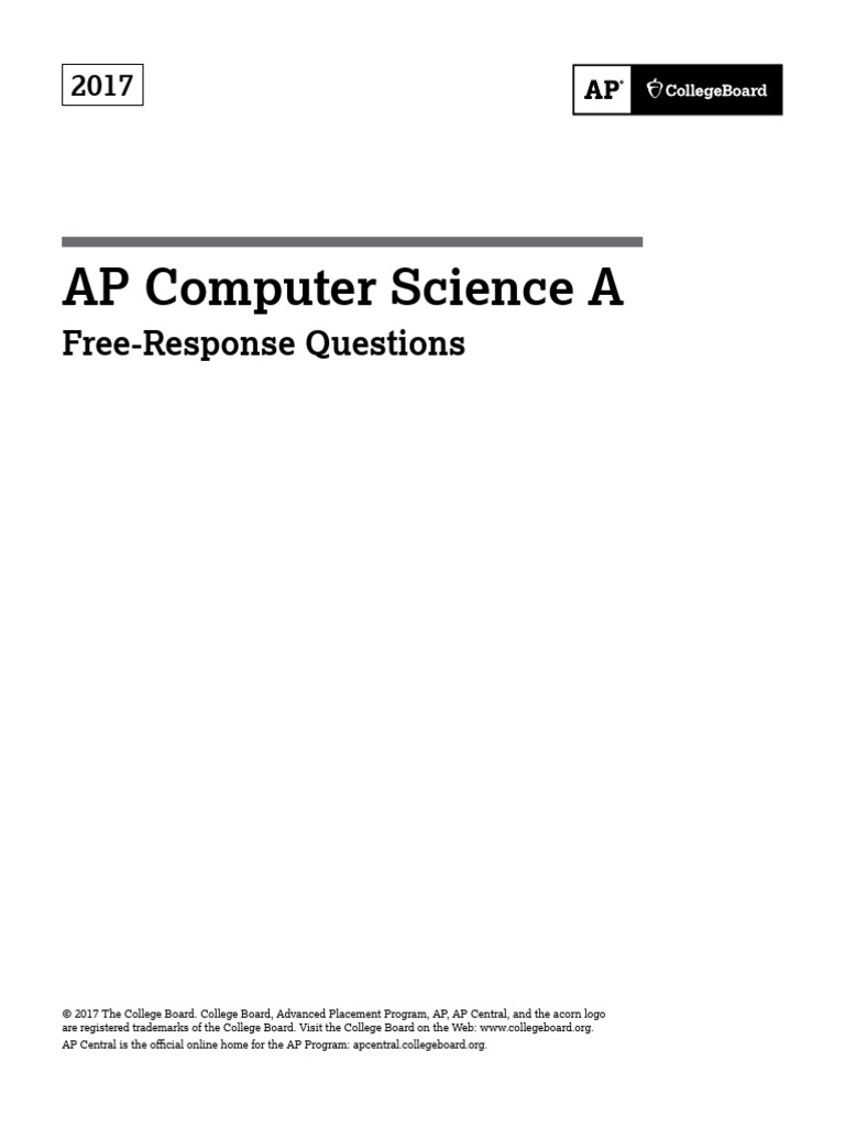AP Computer Science A: Free-Response Questions | PDF | Array Data ...
