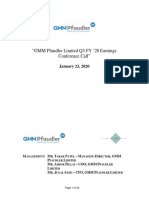 "GMM Pfaudler Limited Q3 FY '20 Earnings Conference Call": January 23, 2020