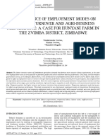 The Influence of Employment Modes On Employee Turnover and Agri-Business Performance: A Case For Hunyani Farm in The Zvimba District, Zimbabwe