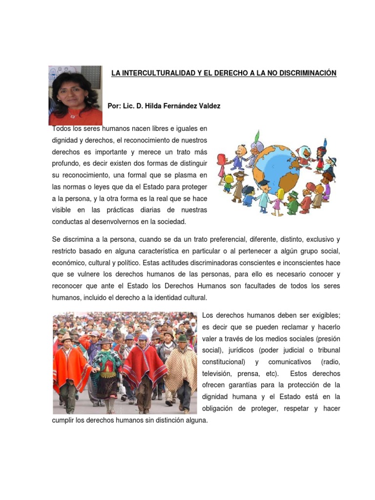 La Interculturalidad y Los Derechos Humanos: No A La Discriminación ...