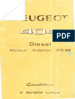 Peugeot 404 Diesel Moteur Indenor XD 88 Caracteristiques Et Description Technique