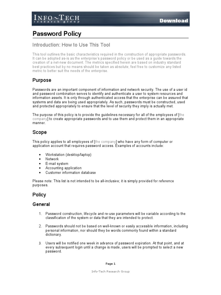 Password Policy Password Computer Security