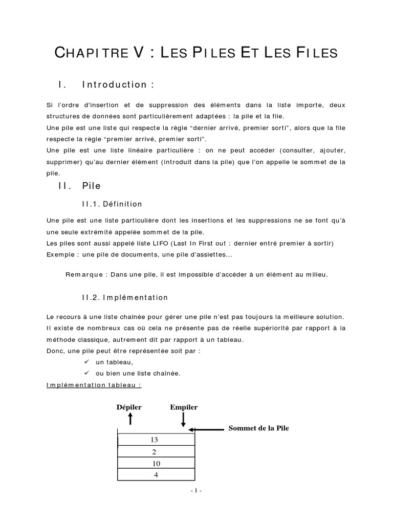 Piles et Files : Concepts et Implémentations | PDF | Booléen ...