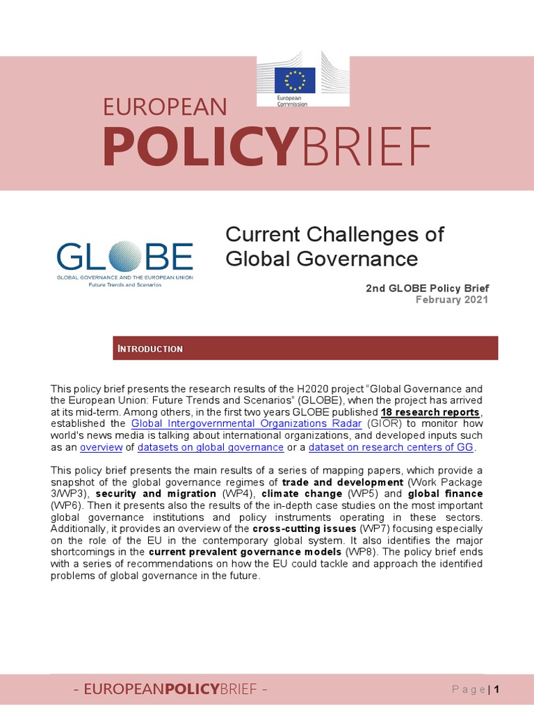 Policybrief: Current Challenges of Global Governance | PDF | Governance ...