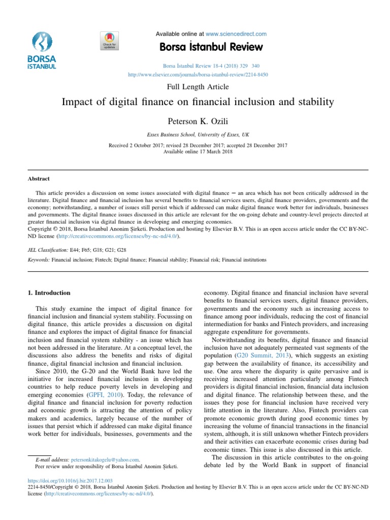 Impact of Digital Finance On Financial Inclusion and Stability | PDF ...