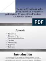 The Impact of The Covid-19 Outbreak and A Moderating Role of Fintech On The Financial Performance: Evidence From Pakistani Automobile Industry