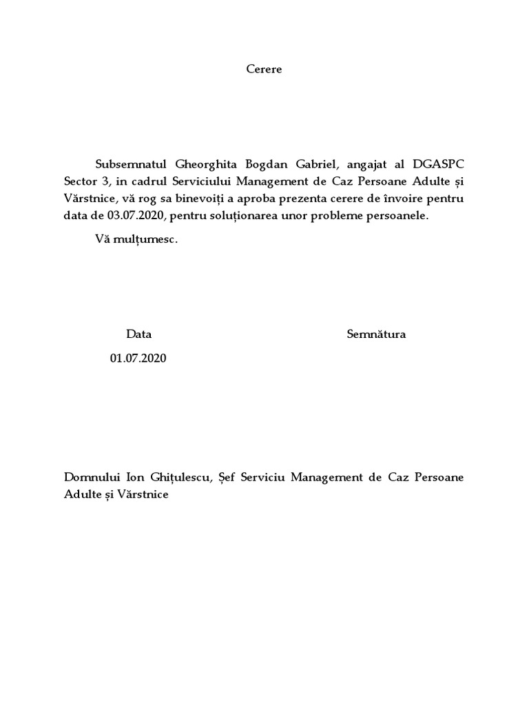 Cerere Invoire | PDF