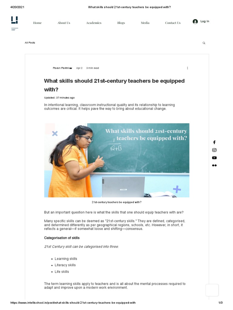 What Skills Should 21st Century Teachers Be Equipped With Pdf