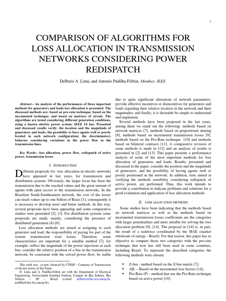 Loss Allocation Methods in Power Networks | PDF | Electric Power ...